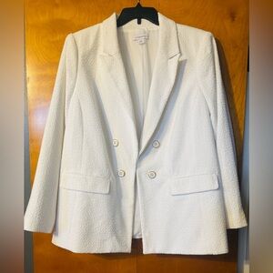 Liz Claiborne, Double-Breasted, White, Tweed Blazer. NWT.